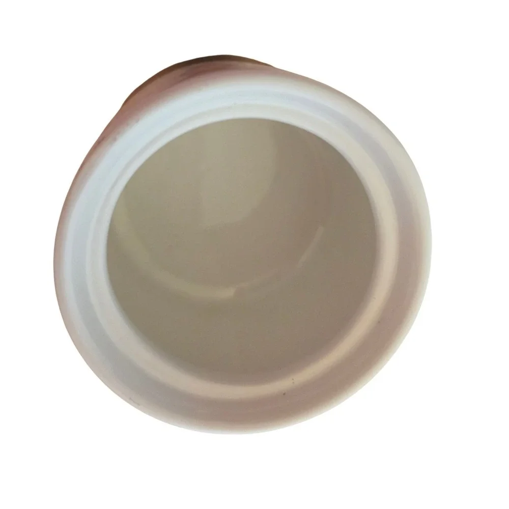 White Ceramic Canister with Wood Base and Lid Mid Century Modern Style